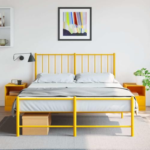 LVHUIDEH Nachttische 2er Set Senfgelb 34,5x39x44 cm Stahl von LVHUIDEH