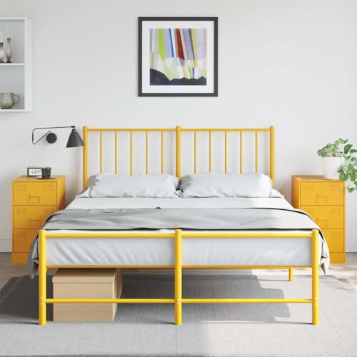 LVHUIDEH Nachttische 2er Set Senfgelb 34,5x39x62 cm Stahl von LVHUIDEH