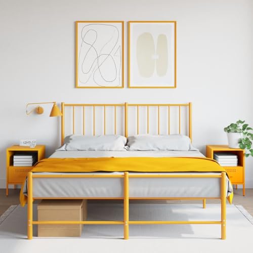 LVHUIDEH Nachttische 2er Set Senfgelb 36x39x50,5 cm Kaltgewalzter Stahl von LVHUIDEH