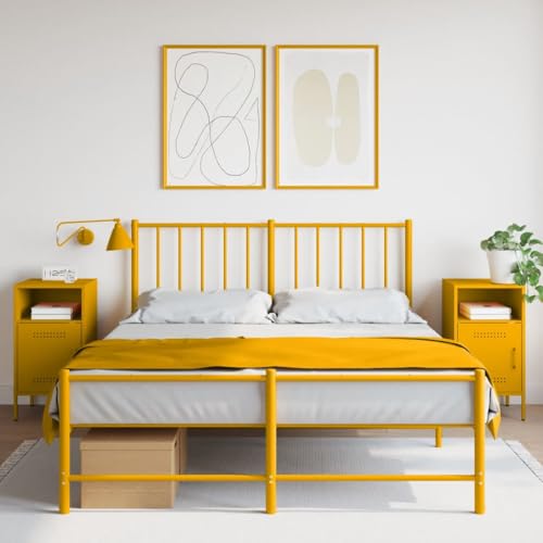 LVHUIDEH Nachttische 2er Set Senfgelb 36x39x68 cm Kaltgewalzter Stahl von LVHUIDEH