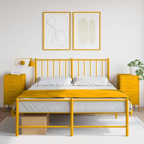 LVHUIDEH Nachttische 2er Set Senfgelb 36x39x68 cm Kaltgewalzter Stahl von LVHUIDEH