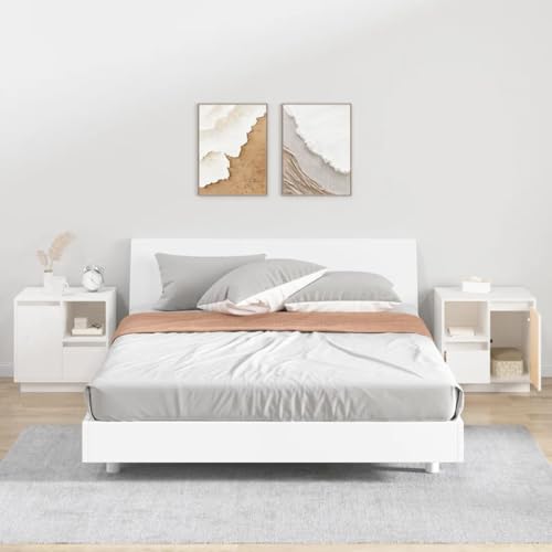 LVHUIDEH Nachttische 2er Set Weiß 50x34x50 cm Massivholz Kiefer von LVHUIDEH