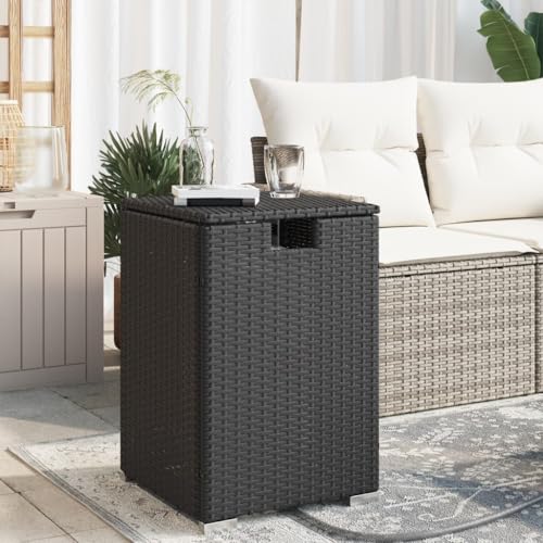 LVHUIDEH Propan-Tank-Verstecktisch Schwarz 40x40x60 cm Poly Rattan von LVHUIDEH