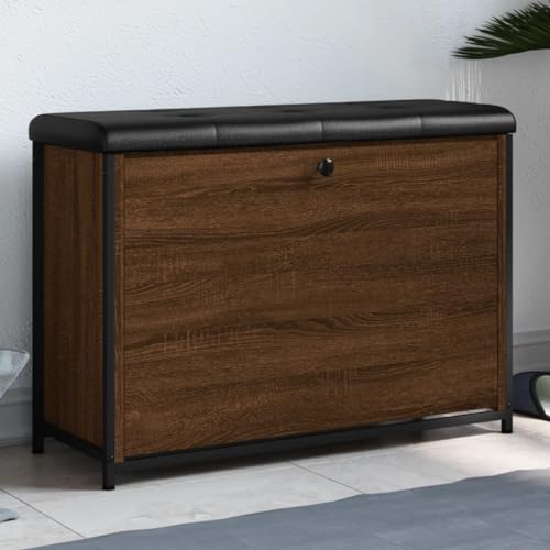 LVHUIDEH Schuhbank mit Klappe, Robust, Flurbank, Sitzbank, Schuhschrank, Flurmöbel für Eingang Schlafzimmer Wohnzimmer, 82 x 32 x 56 cm, Holzwerkstoff, Metall von LVHUIDEH