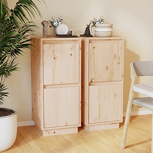 LVHUIDEH Sideboard, Beistellschrank, Aufbewahrungsschrank, Buffetschrank für Wohnzimmer Esszimmer Flur, Langlebig und Robust, 2er Set, 31,5x34x75 cm, Massivholz Kiefer von LVHUIDEH