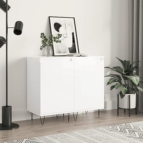 LVHUIDEH Sideboard, Beistellschrank, Aufbewahrungsschrank, Buffetschrank für Wohnzimmer Esszimmer Flur, Langlebig und Robust, 2er Set, Hochglanz-Weiß, 40x35x70 cm, Holzwerkstoff von LVHUIDEH