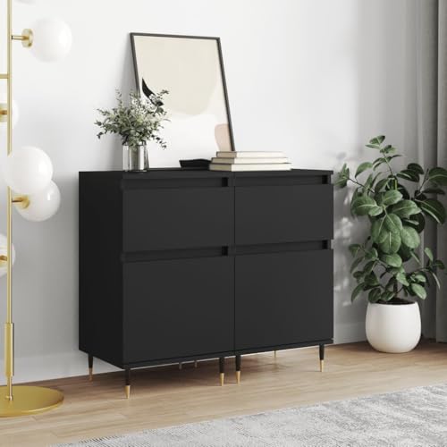 LVHUIDEH Sideboard, Beistellschrank, Aufbewahrungsschrank, Buffetschrank für Wohnzimmer Esszimmer Flur, Langlebig und Robust, 2er Set, Schwarz, 40x35x70 cm, Holzwerkstoff von LVHUIDEH