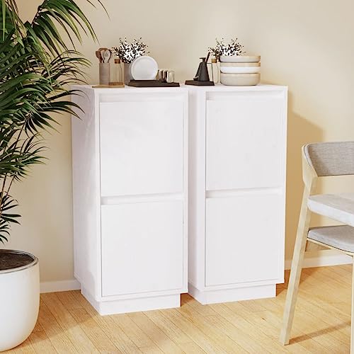 LVHUIDEH Sideboard, Beistellschrank, Aufbewahrungsschrank, Buffetschrank für Wohnzimmer Esszimmer Flur, Langlebig und Robust, 2er Set, Weiß, 31,5x34x75 cm, Massivholz Kiefer LVHUIDEH Sideboard, Beistellschrank, Aufbewahrungsschrank, Buffetschrank für Wohnzimmer Esszimmer Flur, Langlebig und Robust, 2er Set, Weiß, 31,5x34x75 cm, Massivholz Kiefer von LVHUIDEH