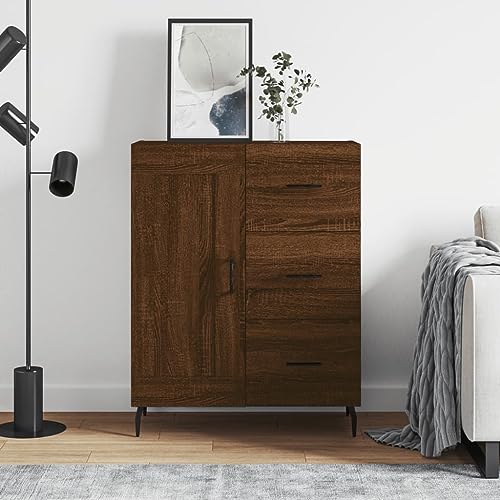 LVHUIDEH Sideboard, Beistellschrank, Aufbewahrungsschrank, Buffetschrank für Wohnzimmer Esszimmer Flur, Langlebig und Robust, Braun Eichen-Optik 69,5x34x90 cm, Holzwerkstoff von LVHUIDEH