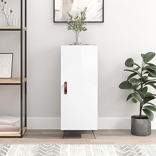 LVHUIDEH Sideboard, Beistellschrank, Aufbewahrungsschrank, Buffetschrank für Wohnzimmer Esszimmer Flur, Langlebig und Robust, Hochglanz-Weiß, 34,5x34x90 cm, Holzwerkstoff von LVHUIDEH