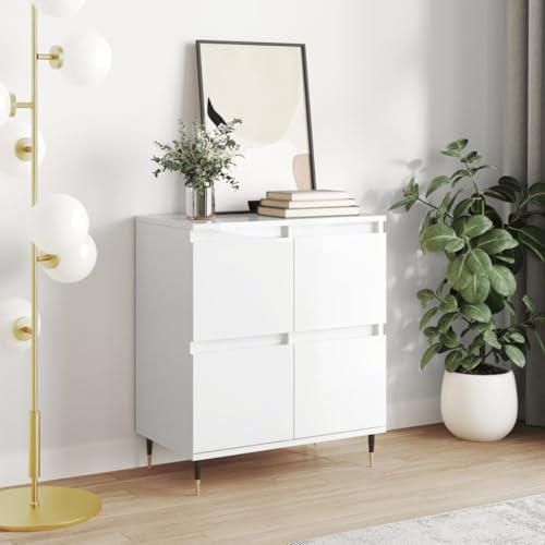 LVHUIDEH Sideboard, Beistellschrank, Aufbewahrungsschrank, Buffetschrank für Wohnzimmer Esszimmer Flur, Langlebig und Robust, Hochglanz-Weiß, 60x35x70 cm, Holzwerkstoff von LVHUIDEH