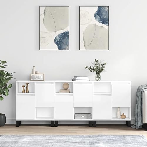 LVHUIDEH Sideboard, Beistellschrank, Aufbewahrungsschrank, Buffetschrank für Wohnzimmer Esszimmer Flur, Langlebig und Robust,3er Set, Hochglanz-Weiß, Holzwerkstoff LVHUIDEH Sideboard, Beistellschrank, Aufbewahrungsschrank, Buffetschrank für Wohnzimmer Esszimmer Flur, Langlebig und Robust,3er Set, Hochglanz-Weiß, Holzwerkstoff von LVHUIDEH