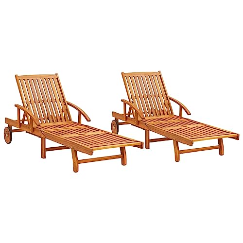 LVHUIDEH Sonnenliege, Gartenliege aus Holz, Verstellbarer Rückenlehne und Fußstütze Liege Gartenstuhl Strandliege Liegestuhl für Garten Urlaub Outdoor Strand Pool, 2er Set von LVHUIDEH