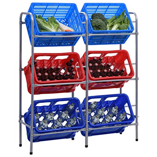 LVHUIDEH Stahlregal für 6 Kisten, Getränkekistenregal, Kistenregal für Bier Obst Gemüse Wasser, Getränkekistenhalter, 96 x 33 x 116 cm, Pulverbeschichteter Stahl, Kunststoff LVHUIDEH Stahlregal für 6 Kisten, Getränkekistenregal, Kistenregal für Bier Obst Gemüse Wasser, Getränkekistenhalter, 96 x 33 x 116 cm, Pulverbeschichteter Stahl, Kunststoff von LVHUIDEH