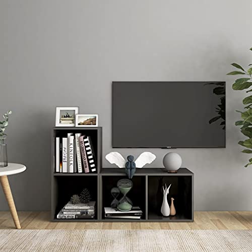LVHUIDEH TV-Schränke 2er Set Hochglanz-Grau 72x35x36,5 cm Holzwerkstoff von LVHUIDEH