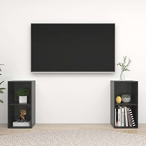LVHUIDEH TV-Schränke 2er Set Hochglanz-Grau 72x35x36,5 cm Holzwerkstoff von LVHUIDEH