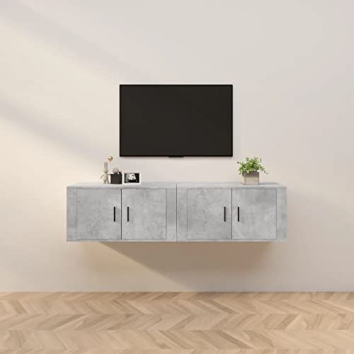 LVHUIDEH TV-Wandschränke 2er Set Betongrau 80x34,5x40 cm von LVHUIDEH