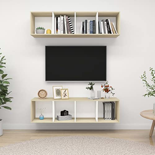 LVHUIDEH TV-Wandschränke 2er Set Weiß Sonoma-Eiche Holzwerkstoff LVHUIDEH TV-Wandschränke 2er Set Weiß Sonoma-Eiche Holzwerkstoff von LVHUIDEH
