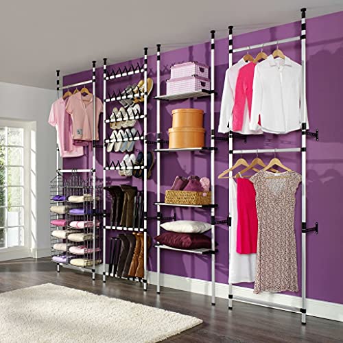 LVHUIDEH Teleskop-Kleiderschrank, Teleskop-Garderobensystem, Garderobenständer für Schlafzimmer Wohnzimmerschränke Bekleidungsgeschäfte, 70 x 28.5 x 300 cm, Aluminium + Kunststoff von LVHUIDEH