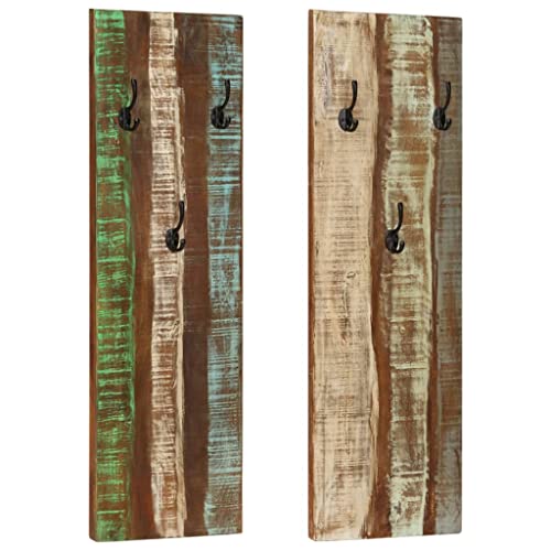 LVHUIDEH Wandgarderobe, 2er Set, Garderobe, Garderobenpaneel, Kleiderablage mit 3 Haken, Kleiderhaken für Schlafzimmer Flur Umkleideraum, 36 x 3 x 110 cm, Massivholz Akazie von LVHUIDEH