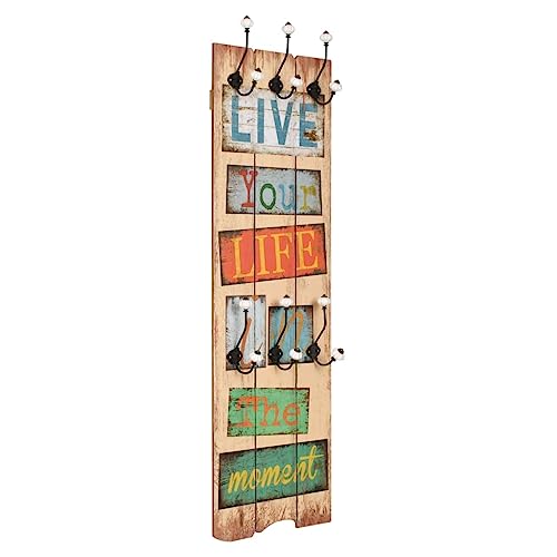 LVHUIDEH Wandgarderobe, Garderobe, Garderobenpaneel, Kleiderablage mit 6 Haken, Kleiderhaken für Schlafzimmer Flur Umkleideraum, 40 x 120 cm, MDF-Platte + Metallhaken von LVHUIDEH