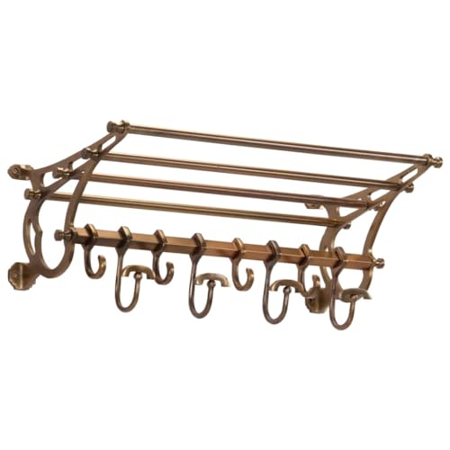 LVHUIDEH Wandgarderobe, Schweberegal, Garderobe mit 8 Haken und 1 Ablage, Kleiderhaken für Schlafzimmer Flur Badezimmer, Garderobenständer, 67 x 32 x 20 cm, Aluminium von LVHUIDEH