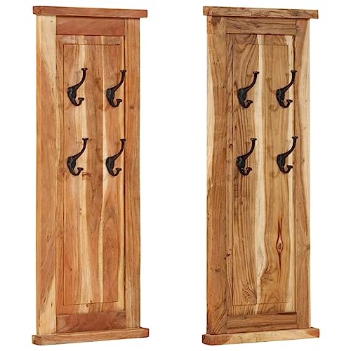 LVHUIDEH Wandgarderobe aus Holz, 2er Set, Garderobe, Kleiderablage mit 4 Haken, Kleiderhaken für Schlafzimmer Flur Umkleideraum, 38 x 100 cm von LVHUIDEH