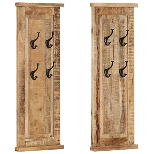 LVHUIDEH Wandgarderobe aus Holz, 2er Set, Garderobe, Kleiderablage mit 4 Haken, Kleiderhaken für Schlafzimmer Flur Umkleideraum, 38 x 100 cm von LVHUIDEH