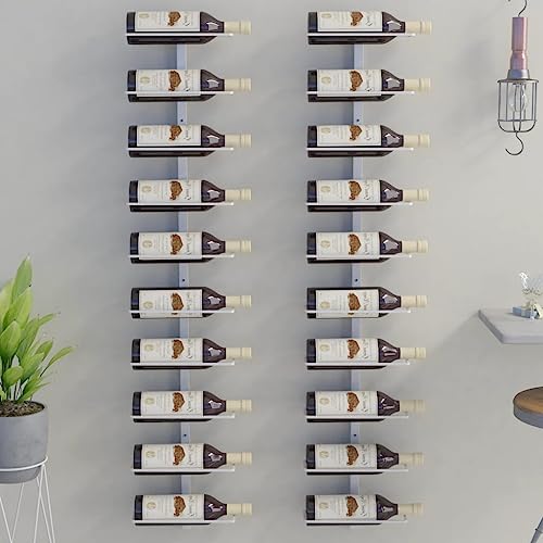 LVHUIDEH Wandmontierte Weinregal Flaschenhalter Flaschenregal Aufbewahrungsregal für Wand Metall Weinregal 10 Flaschen, Weiß, 2er Set, 24 x 9 x 120 cm von LVHUIDEH