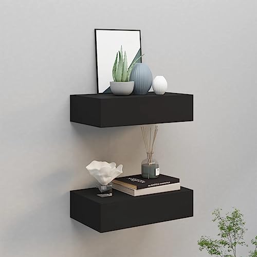 LVHUIDEH Wandregal mit Schublade, Schweberegal, Hängeregal für Zuhause Büro|Wanddekoration und Aufbewahrung, Belastbarkeit 10 kg, 2er Set, 40 x 23,5 x 10 cm, MDF LVHUIDEH Wandregal mit Schublade, Schweberegal, Hängeregal für Zuhause Büro|Wanddekoration und Aufbewahrung, Belastbarkeit 10 kg, 2er Set, 40 x 23,5 x 10 cm, MDF von LVHUIDEH