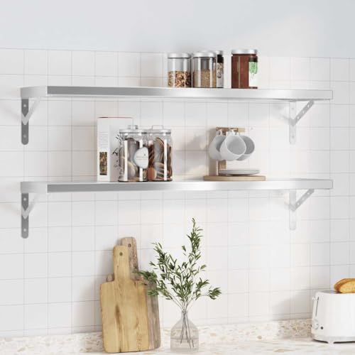 LVHUIDEH Wandregale - Schweberegal - Hängeregal - Küchenregal für Küchen Bäder Wohnräume Büro, Belastbarkeit 30 kg, 2er Set, 100 x 23.5 x 3 cm, Edelstahl LVHUIDEH Wandregale - Schweberegal - Hängeregal - Küchenregal für Küchen Bäder Wohnräume Büro, Belastbarkeit 30 kg, 2er Set, 100 x 23.5 x 3 cm, Edelstahl von LVHUIDEH