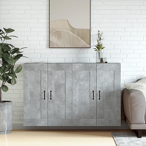 LVHUIDEH Wandschränke 2er Set, BetonGrau, Holzwerkstoff von LVHUIDEH