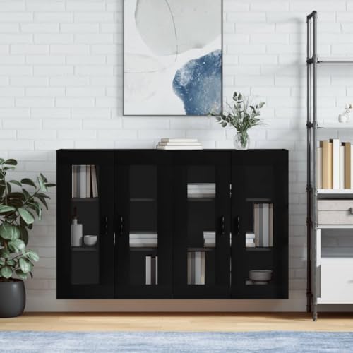 LVHUIDEH Wandschränke 2er Set, Schwarz, Holzwerkstoff von LVHUIDEH