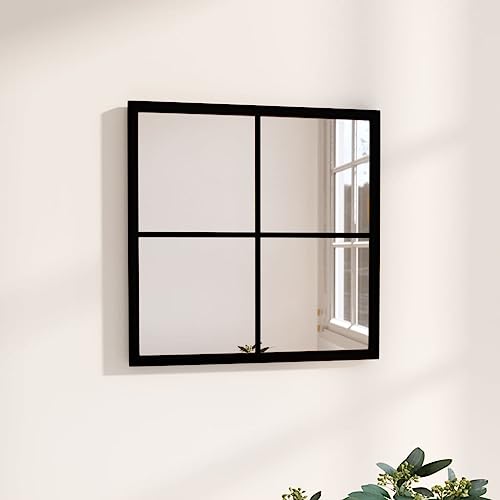 LVHUIDEH Wandspiegel mit Vier Befestigungshaken, Badezimmerspiegel, Kosmetikspiegel, Dekorativer Spiegel für Ankleidezimmer Schlafzimmer Flur, Modern, 40 x 40 cm, Metall, Glas von LVHUIDEH