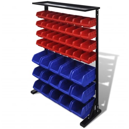LVHUIDEH Werkstattboxen, 47 Werkstatt Steckregal Organizer, Sortimentskoffer für Aufbewahrung Kleinteile, 83 x 24.5 x 115.5 cm, Eisenständer + Kunststoff-Behälter von LVHUIDEH