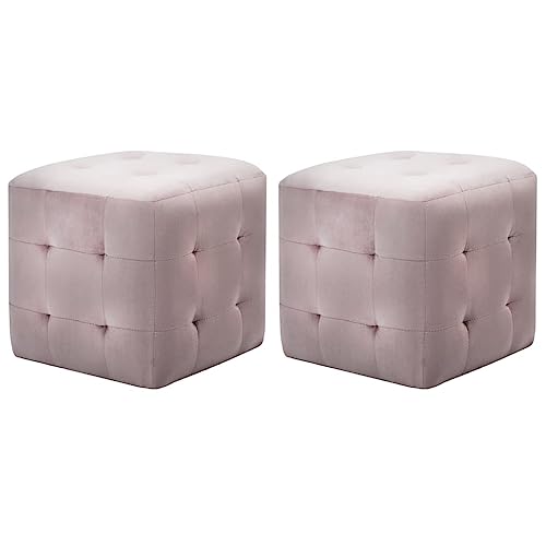 LVHUIDEH Würfelhocker, 2er Set, Sitzhocker, Nachttisch, Multifunktionalen, Fußhocker für Wohnzimmer Schlafzimmer, 30 x 30 x 30 cm, Holzrahmen + Samtstoff von LVHUIDEH
