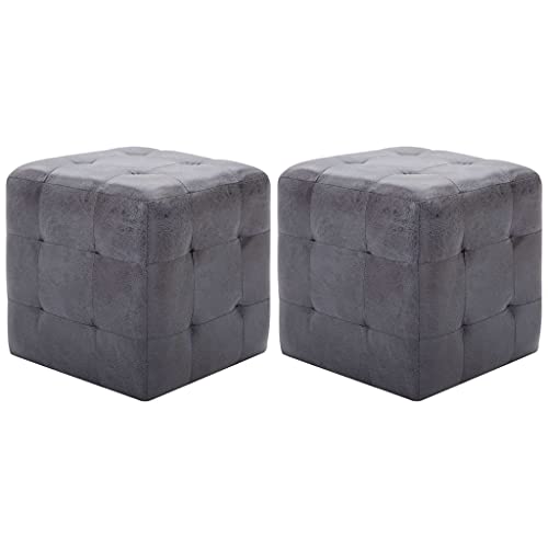 LVHUIDEH Würfelhocker, 2er Set, Sitzhocker, Nachttisch, Multifunktionalen, Fußhocker für Wohnzimmer Schlafzimmer, 30 x 30 x 30 cm, Holzrahmen + Wildleder-Optik von LVHUIDEH