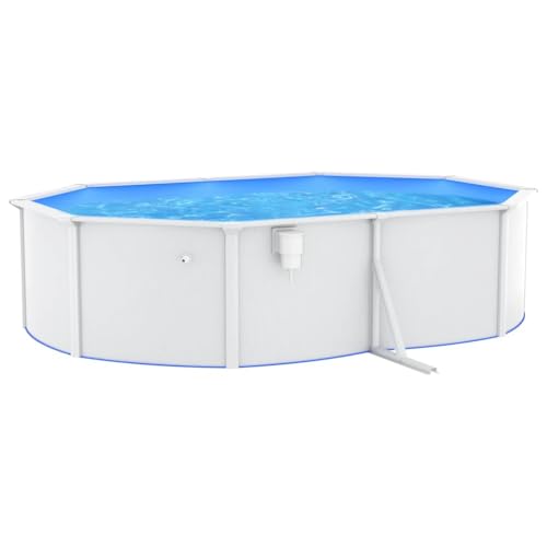 Poolzon Pool mit Stahlwand Ovale Schwimmbecken Aufstellpool UV-beständige PVC-Auskleidung 490 x 360 x 120 cm von LVHUIDEH