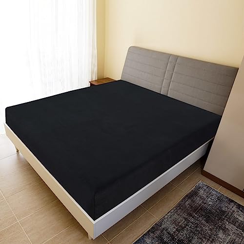 Spannbettlaken 2er Set Jersey Maschinenwaschbar Schwarz 90x200 cm Baumwolle von LVHUIDEH