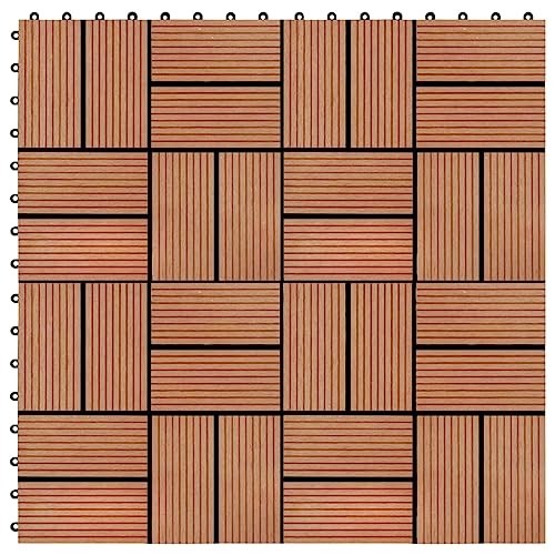 WPC Fliese für Garten Swimmingpool Teich Terrasse Innenhof Balkon, Terrassenfliese, Keramikfliesen, Bodenfliesen mit Entwässerungssystem, Wetterfest, Set of 11, 30 x 30 cm von LVHUIDEH