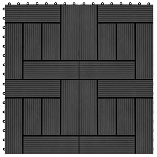 WPC Fliese für Garten Swimmingpool Teich Terrasse Innenhof Balkon, Terrassenfliese, Keramikfliesen, Bodenfliesen mit Entwässerungssystem, Wetterfest, Set of 11, 30 x 30 cm von LVHUIDEH
