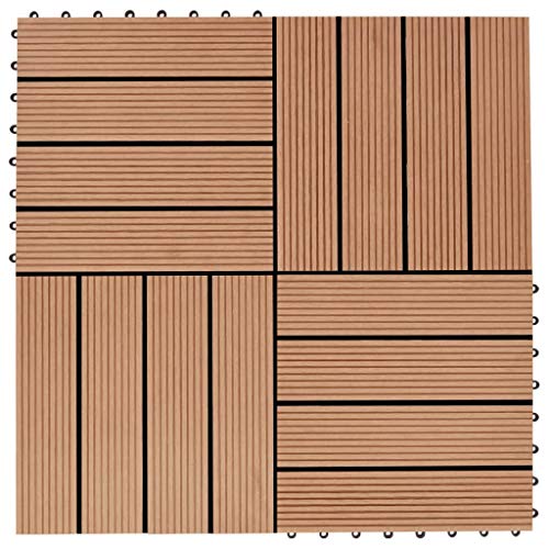 WPC Fliese für Garten Swimmingpool Teich Terrasse Innenhof Balkon, Terrassenfliese, Keramikfliesen, Bodenfliesen mit Entwässerungssystem, Wetterfest, Set of 11, 30 x 30 cm von LVHUIDEH
