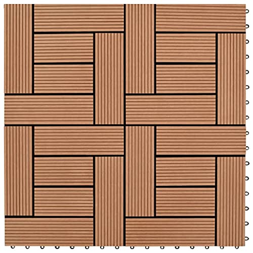 WPC Fliese für Garten Swimmingpool Teich Terrasse Innenhof Balkon, Terrassenfliese, Keramikfliesen, Bodenfliesen mit Entwässerungssystem, Wetterfest, Set of 11, 30 x 30 cm von LVHUIDEH