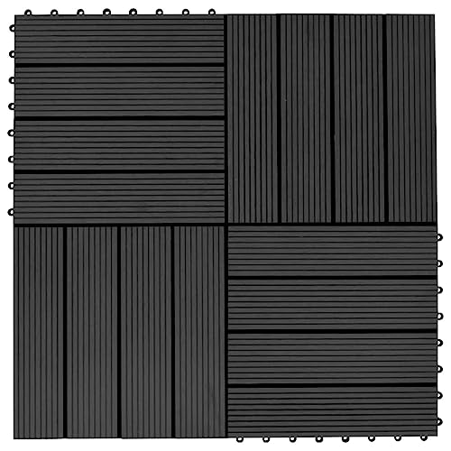 WPC Fliese für Garten Swimmingpool Teich Terrasse Innenhof Balkon, Terrassenfliese, Keramikfliesen, Bodenfliesen mit Entwässerungssystem, Wetterfest, Set of 11, 30 x 30 cm von LVHUIDEH
