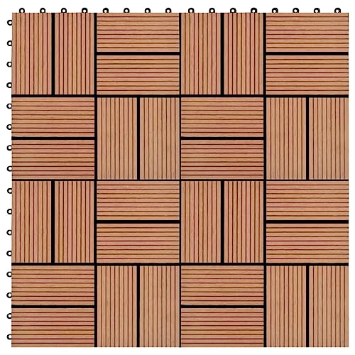 WPC Fliese für Garten Swimmingpool Teich Terrasse Innenhof Balkon, Terrassenfliese, Keramikfliesen, Bodenfliesen mit Entwässerungssystem, Wetterfest, Set of 11, 30 x 30 cm WPC Fliese für Garten Swimmingpool Teich Terrasse Innenhof Balkon, Terrassenfliese, Keramikfliesen, Bodenfliesen mit Entwässerungssystem, Wetterfest, Set of 11, 30 x 30 cm von LVHUIDEH