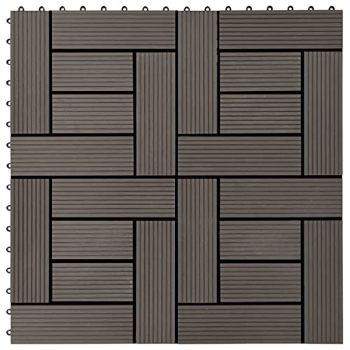 WPC Fliese für Garten Swimmingpool Teich Terrasse Innenhof Balkon, Terrassenfliese, Keramikfliesen, Bodenfliesen mit Entwässerungssystem, Wetterfest, Set of 11, 30 x 30 cm von LVHUIDEH