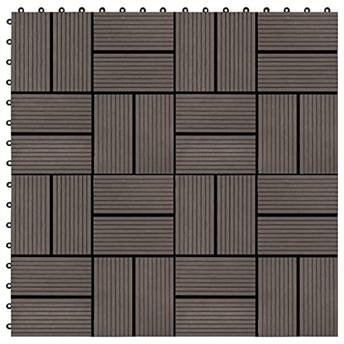 WPC Fliese für Garten Swimmingpool Teich Terrasse Innenhof Balkon, Terrassenfliese, Keramikfliesen, Bodenfliesen mit Entwässerungssystem, Wetterfest, Set of 11, 30 x 30 cm von LVHUIDEH
