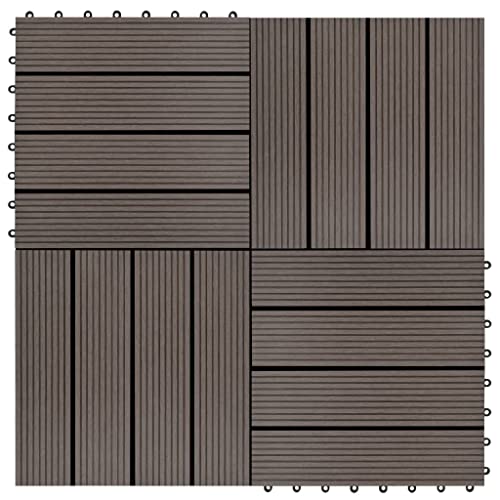 WPC Fliese für Garten Swimmingpool Teich Terrasse Innenhof Balkon, Terrassenfliese, Keramikfliesen, Bodenfliesen mit Entwässerungssystem, Wetterfest, Set of 11, 30 x 30 cm von LVHUIDEH