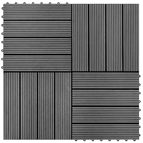 WPC Fliese für Garten Swimmingpool Teich Terrasse Innenhof Balkon, Terrassenfliese, Keramikfliesen, Bodenfliesen mit Entwässerungssystem, Wetterfest, Set of 11, 30 x 30 cm von LVHUIDEH