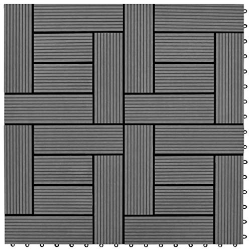 WPC Fliese für Garten Swimmingpool Teich Terrasse Innenhof Balkon, Terrassenfliese, Keramikfliesen, Bodenfliesen mit Entwässerungssystem, Wetterfest, Set of 22, 30 x 30 cm von LVHUIDEH
